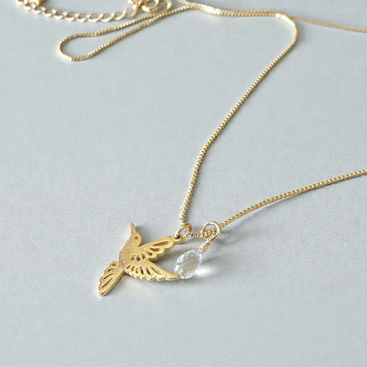 Collar duo colibrí oro