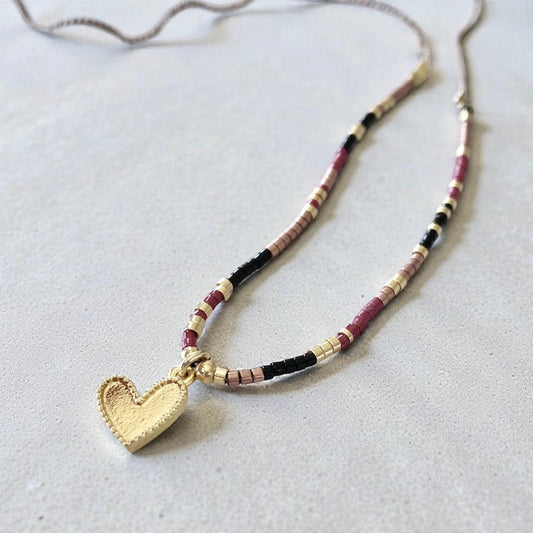 Collar tejido cuore oro