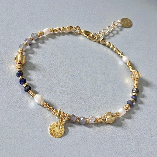 Pulsera aurora medalla estrellita oro