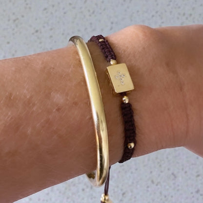 Pulsera caja cruz circones oro