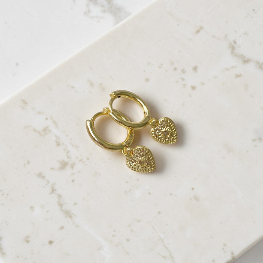 Aros argolla corazón oro
