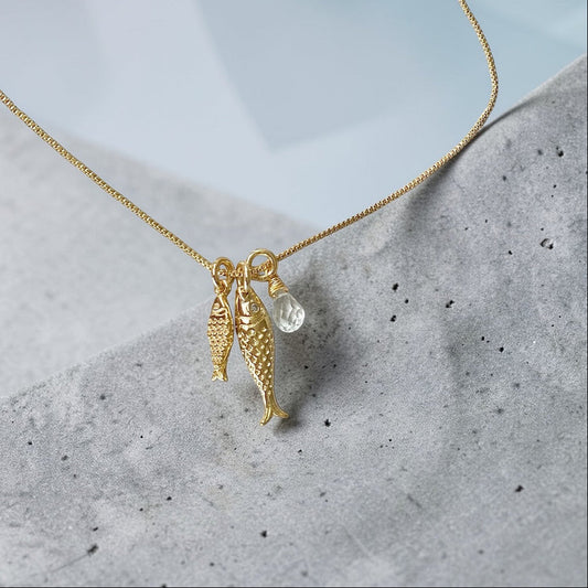 Collar trío gota de mar oro