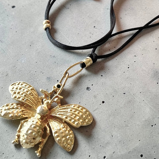 Collar cordón abeja oro