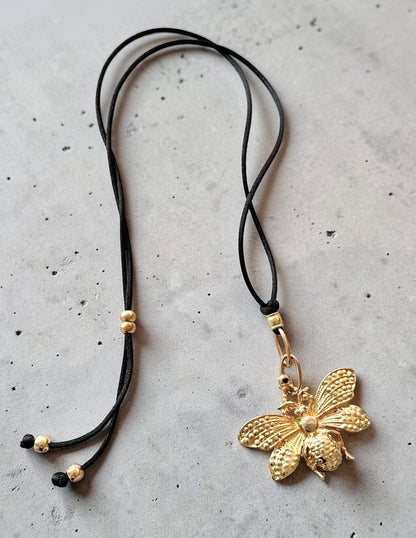 Collar cordón abeja oro