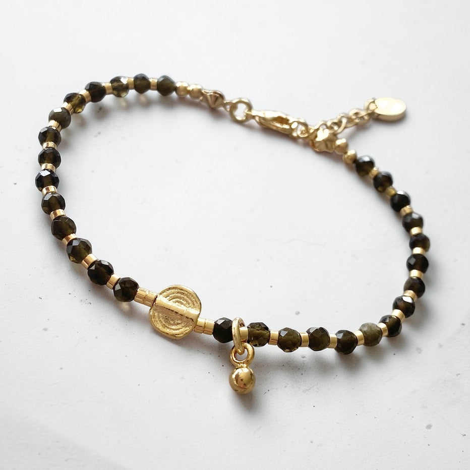Pulsera obsidiana oro