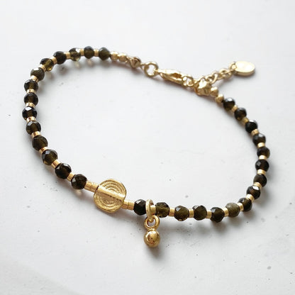 Pulsera obsidiana oro