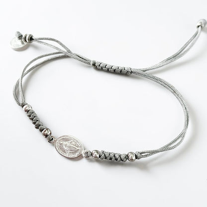 Pulsera hilo Virgen de los Rayos plata