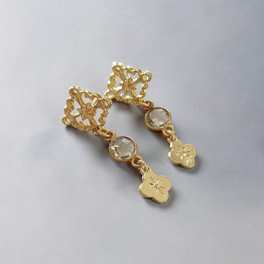 Aros pipa cuarzo oro