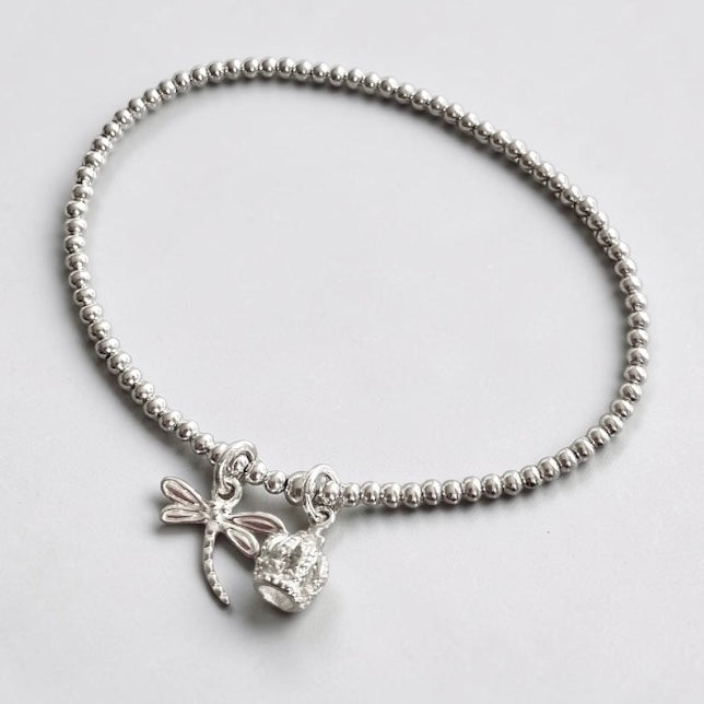 Pulsera corona libélula plata