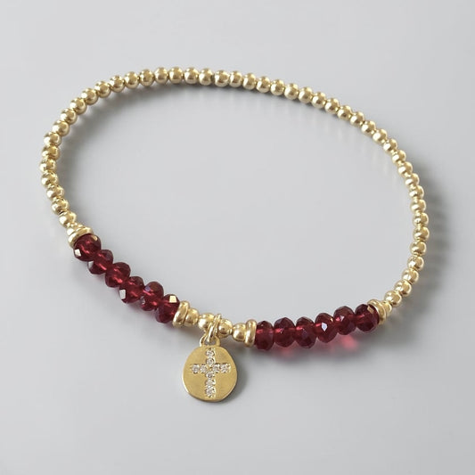 Pulsera vino medalla cruz oro