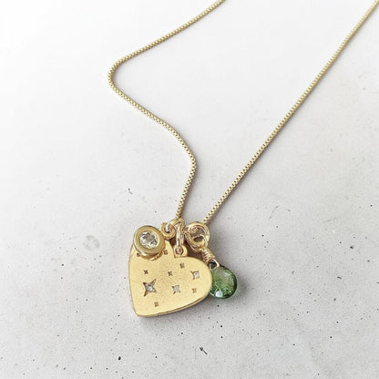 Collar trío turmalina corazón oro