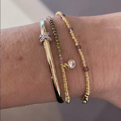 Pulsera turmalina punto de luz oro