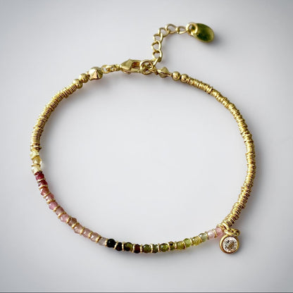 Pulsera turmalina punto de luz oro