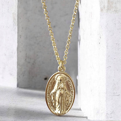 Collar medallón virgen de los rayos oro