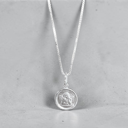 Collar ángel de la guarda plata