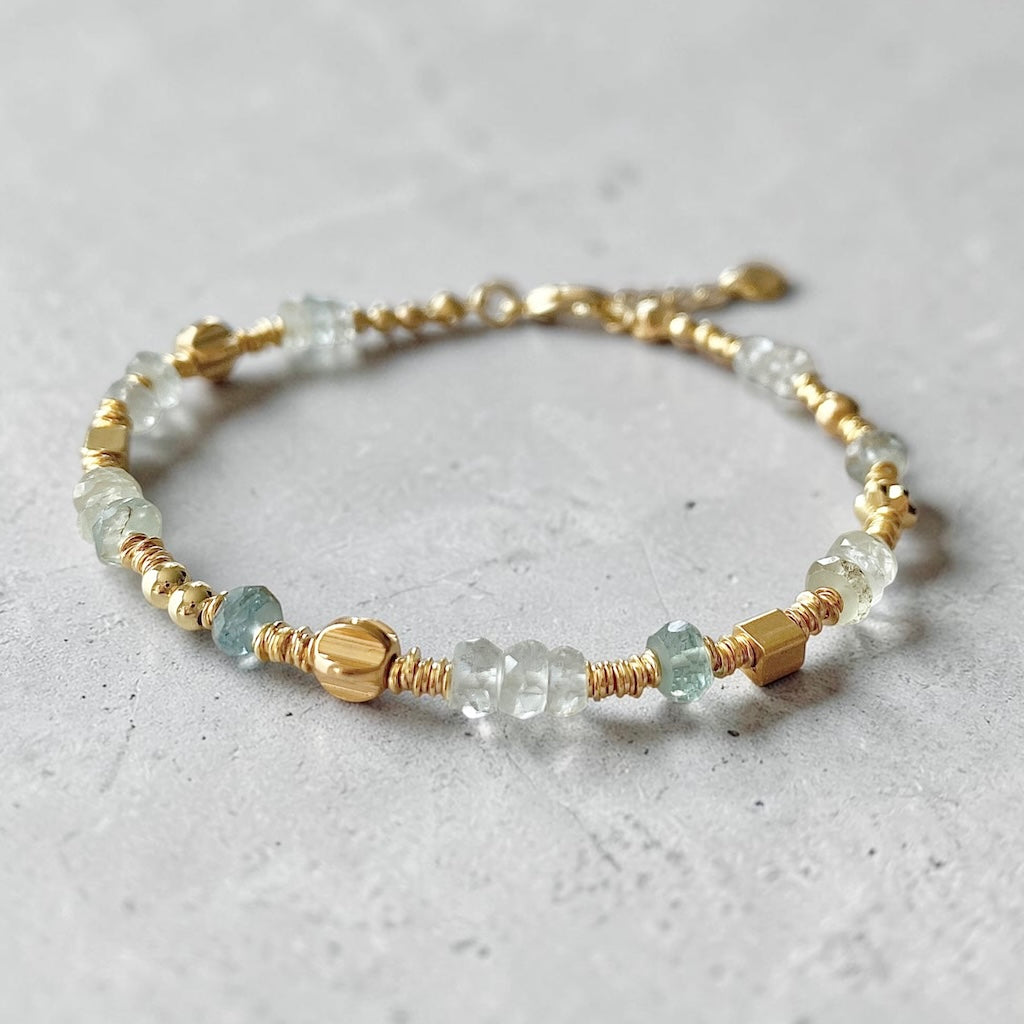 Pulsera aguamarina oro