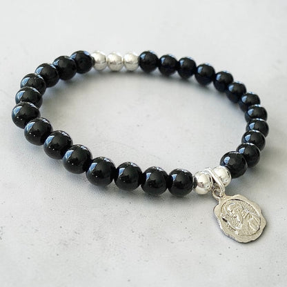 Pulsera ónix San Benito Abad plata
