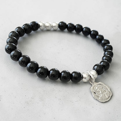Pulsera ónix San Benito Abad plata