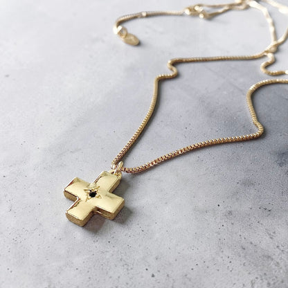 Collar cruz circón oro
