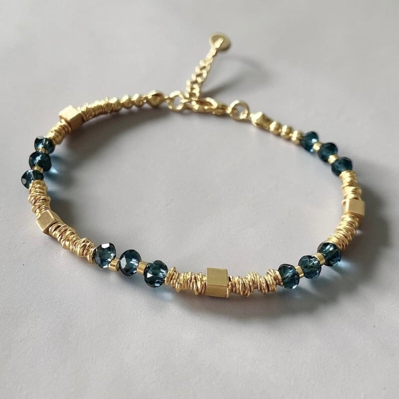 Pulsera cristal azul oro