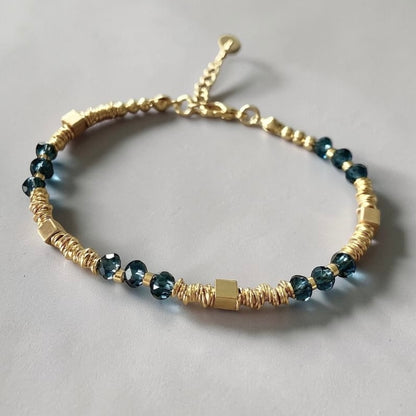 Pulsera cristal azul oro