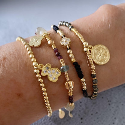 Pulsera hilo trébol oro
