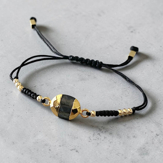 Pulsera hilo labradorita oro