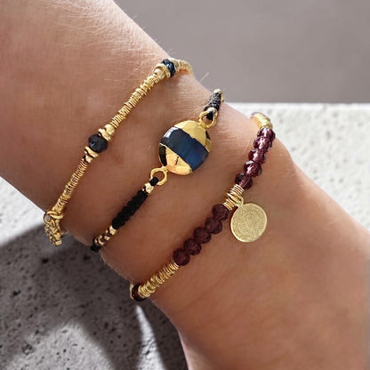 Pulsera hilo labradorita oro
