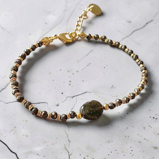 Pulsera pirita turmalina oro
