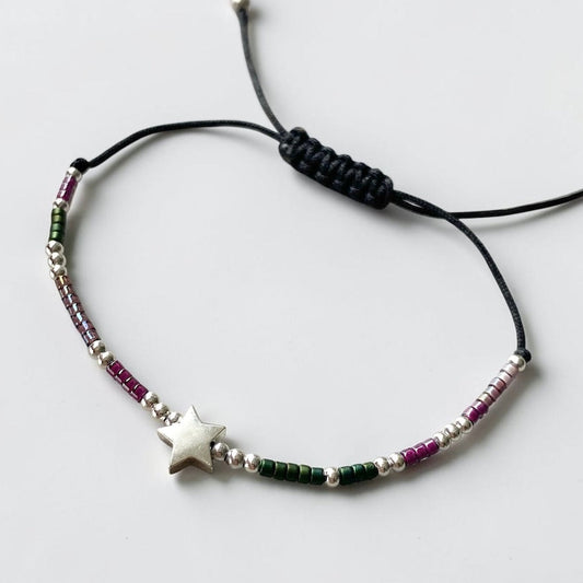 Pulsera hilo mijuki estrellita plata