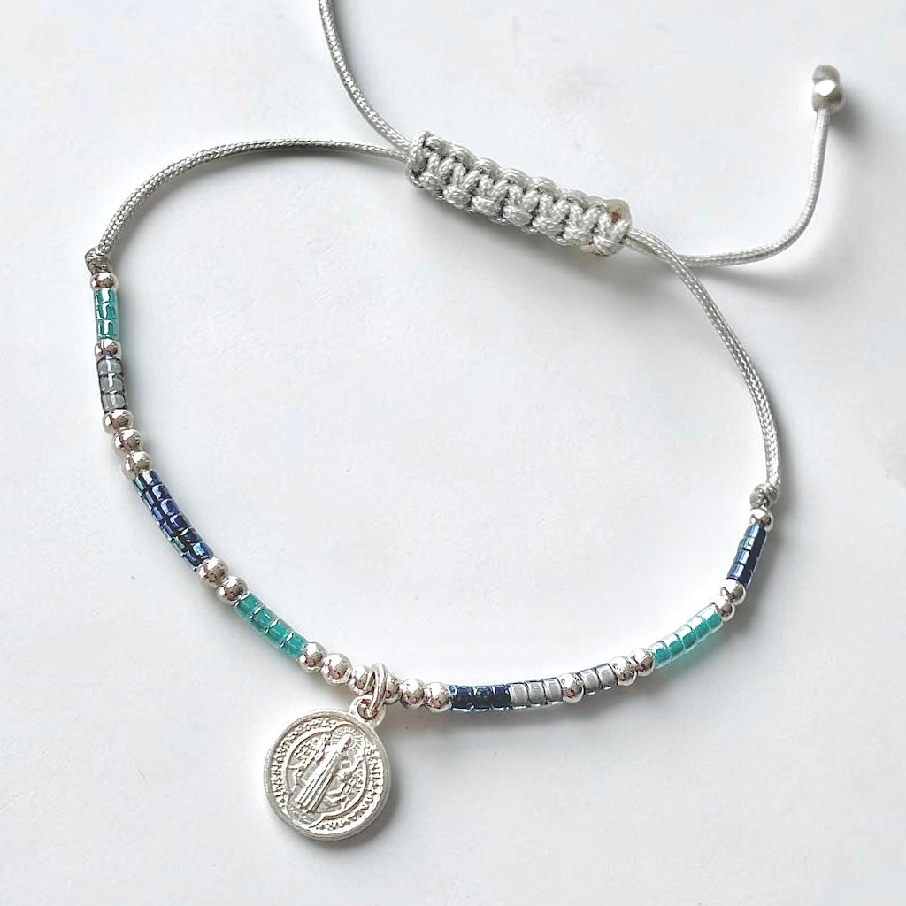 Pulsera hilo mijuki San Benito plata