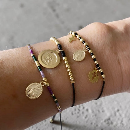 Pulsera hilo Arcángel Miguel oro