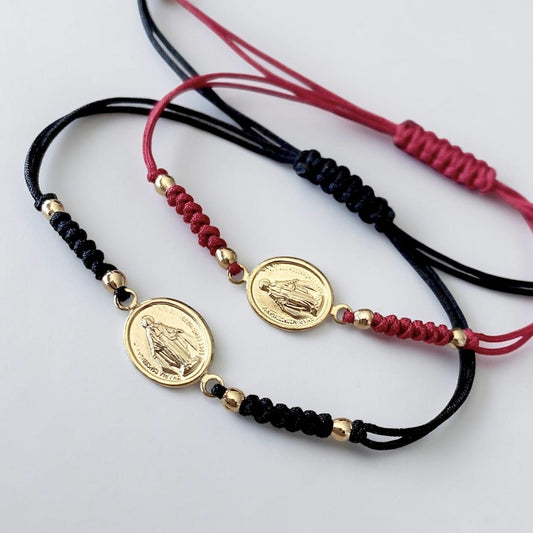 Pulsera hilo Virgen de los Rayos oro