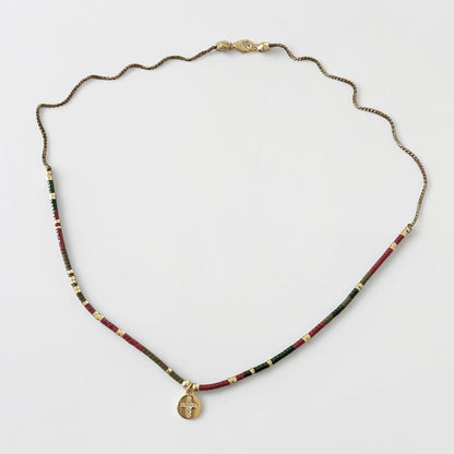 Collar tejido mini cruz circones oro