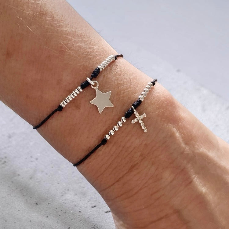 Pulsera hilo estrella de plata