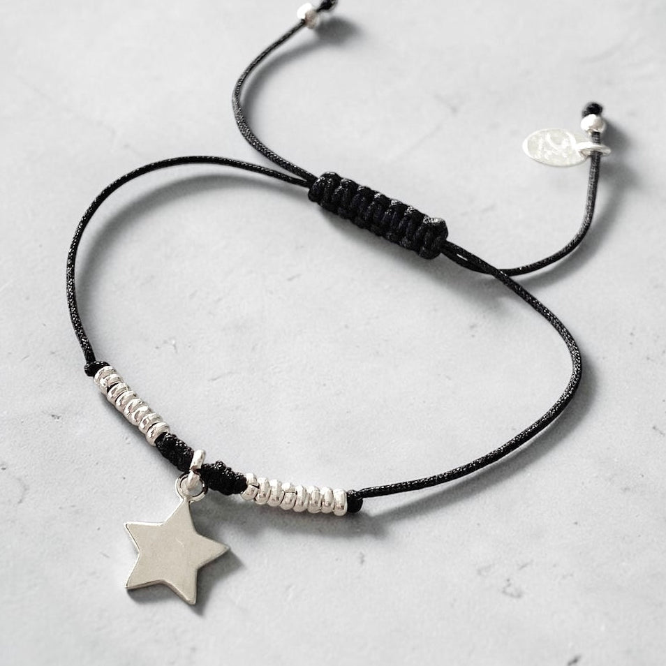 Pulsera hilo estrella de plata