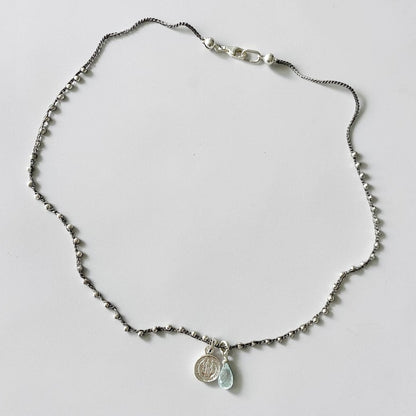 Collar tejido aguamarina San Benito plata