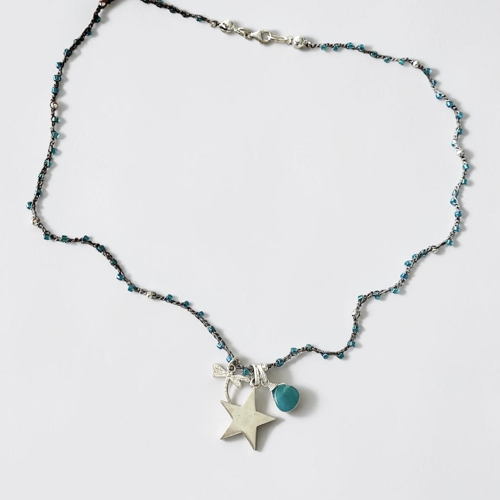 Collar tejido trío plata plata