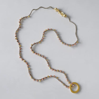 Collar tejido argolla oro