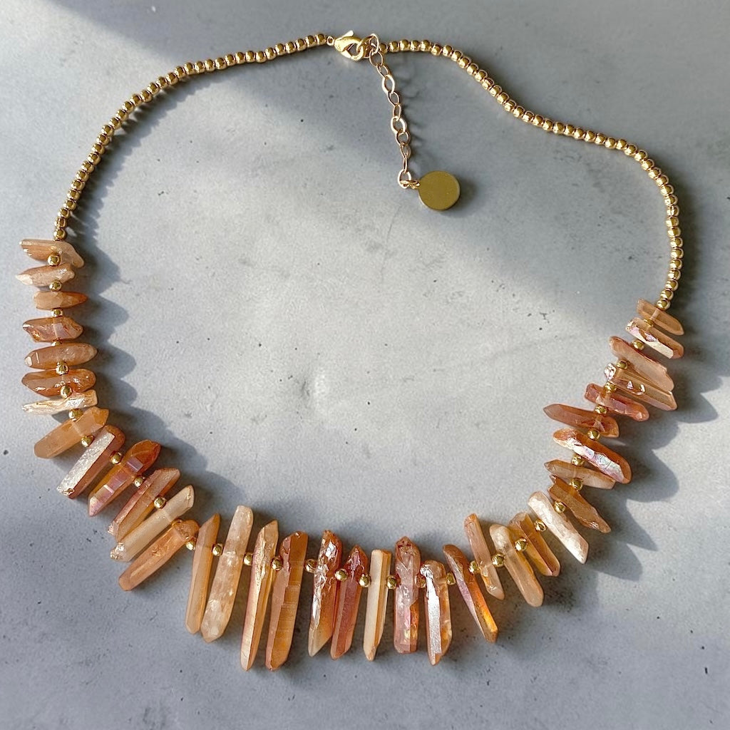 Collar cuarzo oro