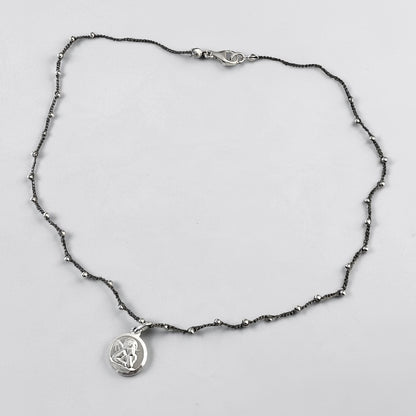 Collar tejido ángel de la guarda plata