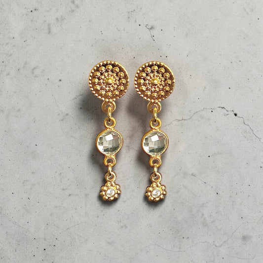 Aros mila cuarzo blanco oro