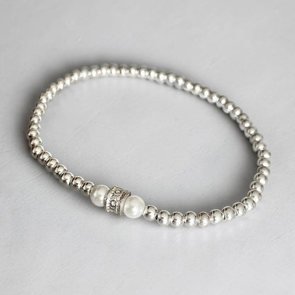 Pulsera perlas plata