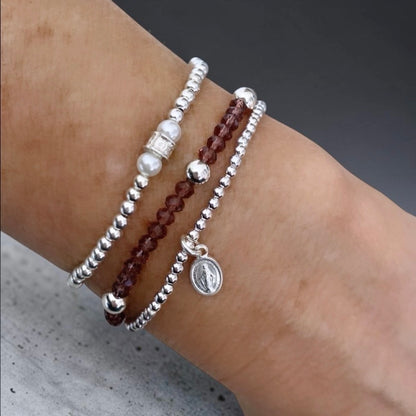 Pulsera perlas plata