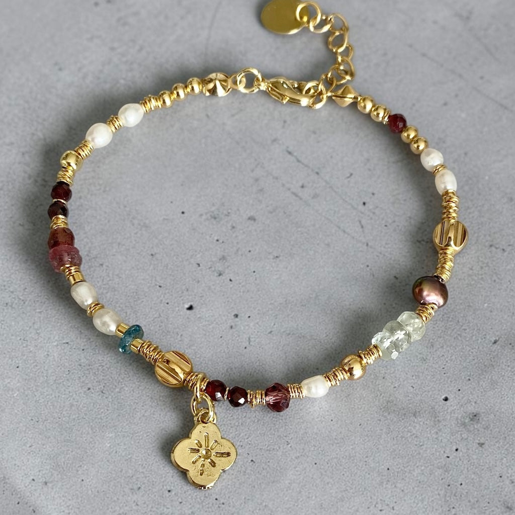 Pulsera trébol oro