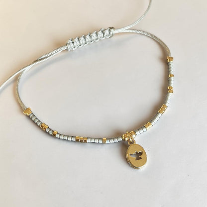 Pulsera hilo medalla Espíritu Santo oro