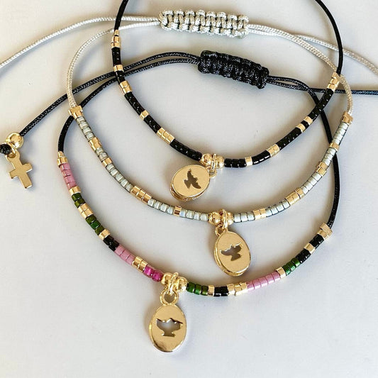 Pulsera hilo medalla Espíritu Santo oro
