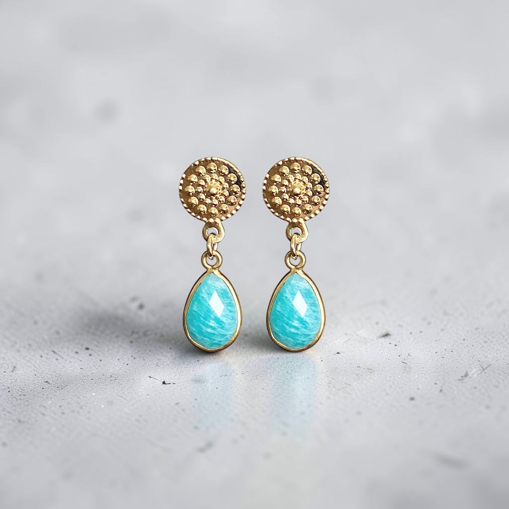 Aros turquesa oro