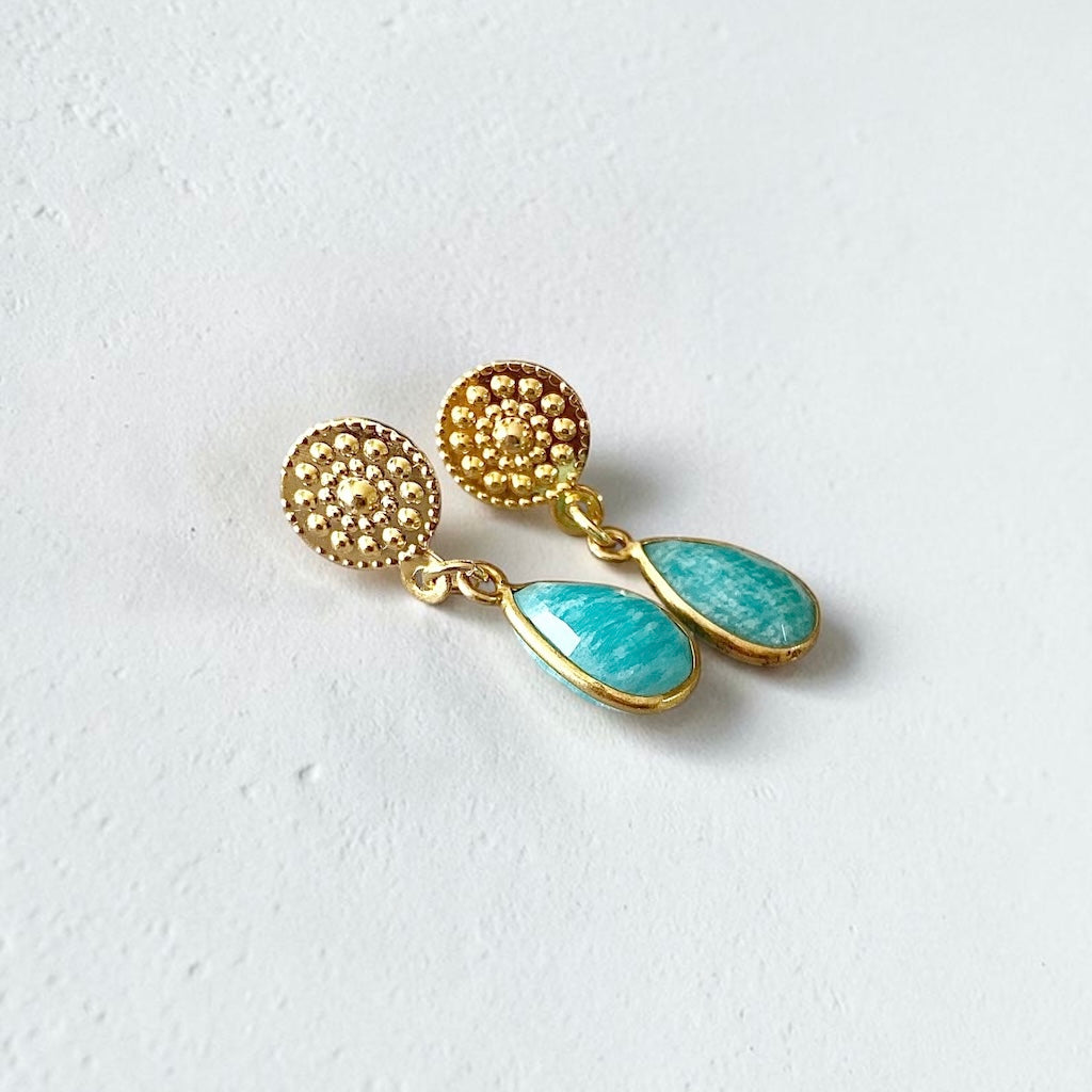 Aros turquesa oro