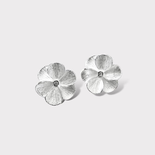 Aros flor circón enchapado en plata